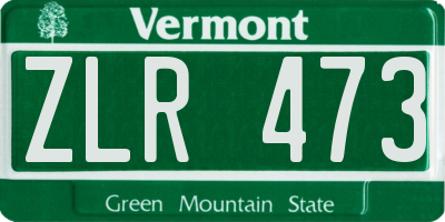 VT license plate ZLR473