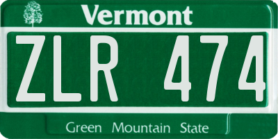 VT license plate ZLR474