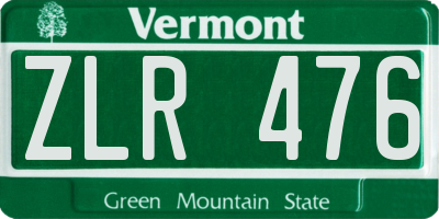 VT license plate ZLR476
