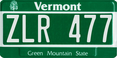 VT license plate ZLR477
