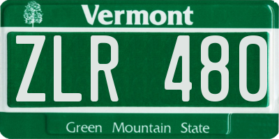 VT license plate ZLR480
