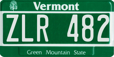 VT license plate ZLR482