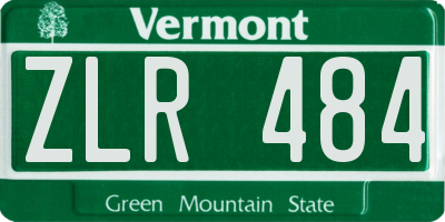 VT license plate ZLR484