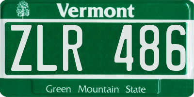 VT license plate ZLR486