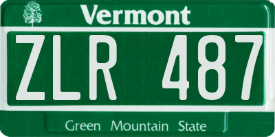 VT license plate ZLR487