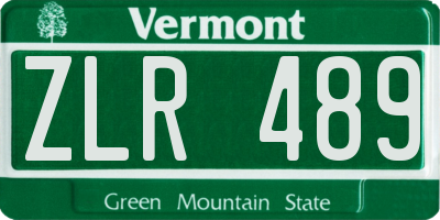 VT license plate ZLR489