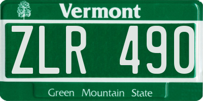 VT license plate ZLR490