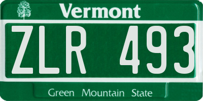 VT license plate ZLR493