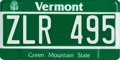 VT license plate ZLR495