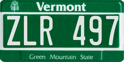 VT license plate ZLR497