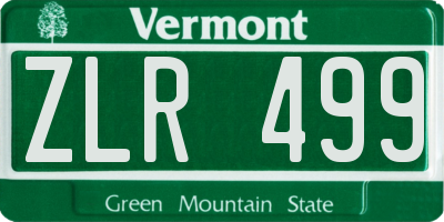 VT license plate ZLR499