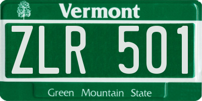 VT license plate ZLR501