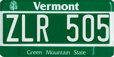 VT license plate ZLR505