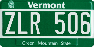 VT license plate ZLR506