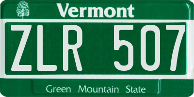 VT license plate ZLR507