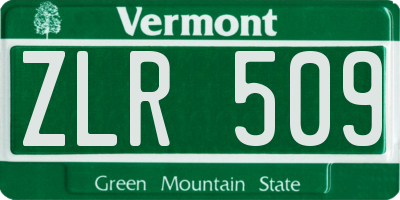 VT license plate ZLR509