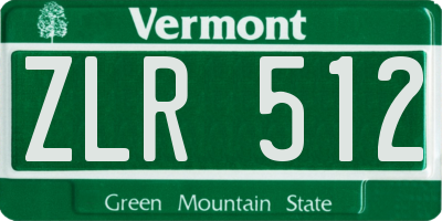 VT license plate ZLR512