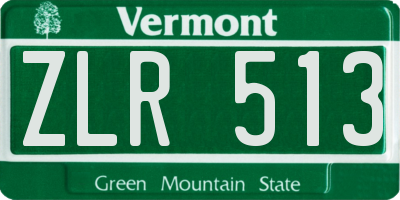VT license plate ZLR513