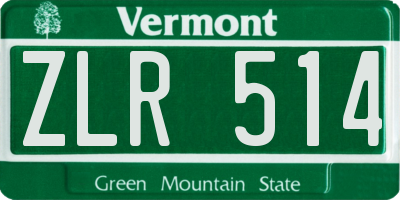 VT license plate ZLR514