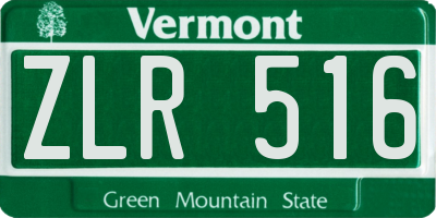 VT license plate ZLR516
