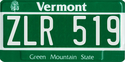 VT license plate ZLR519