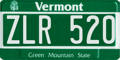 VT license plate ZLR520