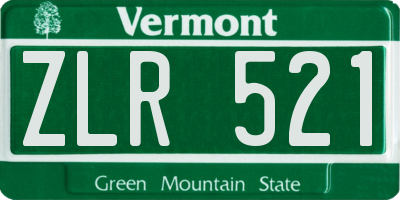 VT license plate ZLR521