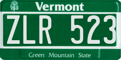 VT license plate ZLR523