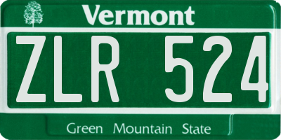 VT license plate ZLR524