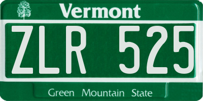 VT license plate ZLR525