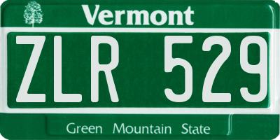 VT license plate ZLR529