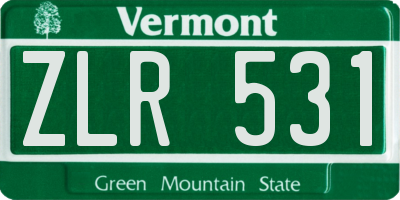 VT license plate ZLR531