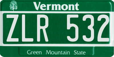 VT license plate ZLR532