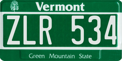 VT license plate ZLR534