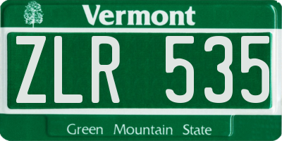 VT license plate ZLR535