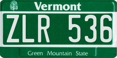 VT license plate ZLR536