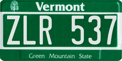 VT license plate ZLR537