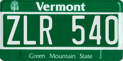 VT license plate ZLR540