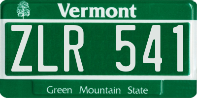 VT license plate ZLR541