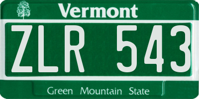 VT license plate ZLR543