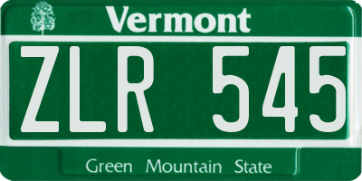 VT license plate ZLR545