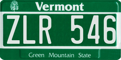 VT license plate ZLR546