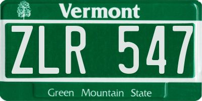 VT license plate ZLR547