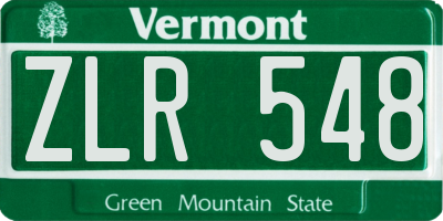 VT license plate ZLR548