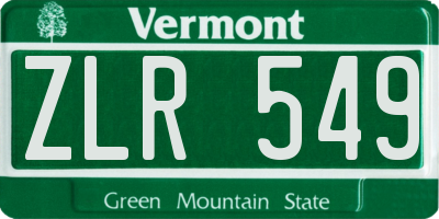 VT license plate ZLR549