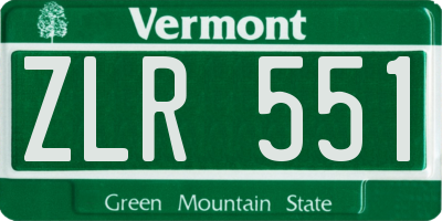 VT license plate ZLR551