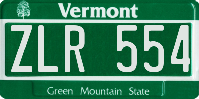 VT license plate ZLR554