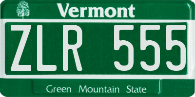 VT license plate ZLR555