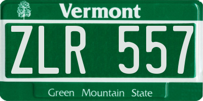 VT license plate ZLR557