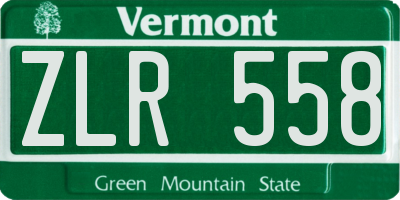 VT license plate ZLR558